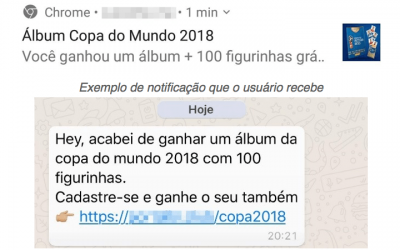 Novo golpe no WhatsApp promete álbum da Copa grátis